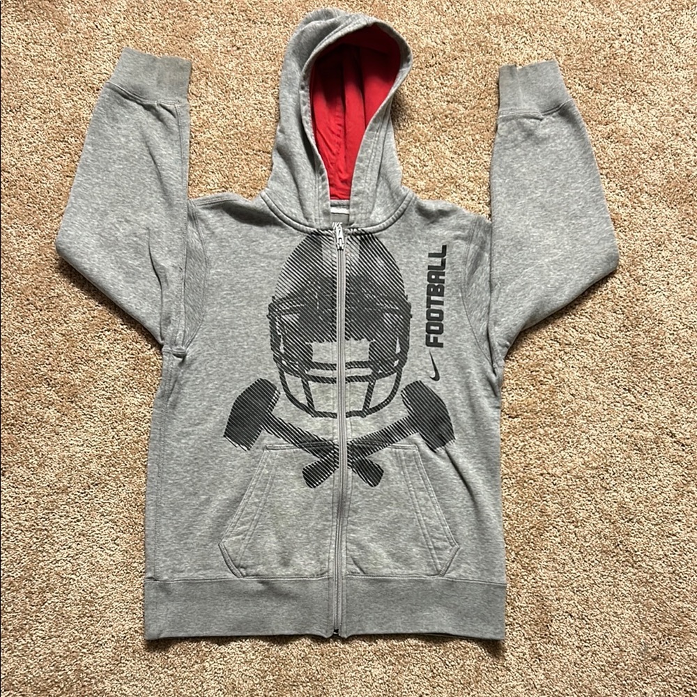 Vtg Nike Youth Football Hoodie Full Zip